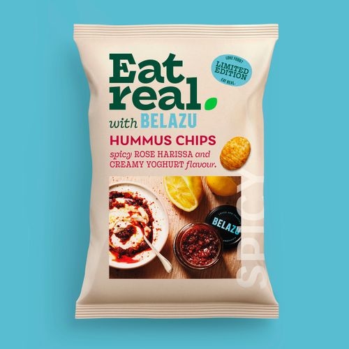 spicy ROSE HARISSA and creamy YOGHURT HUMMUS CHIPS